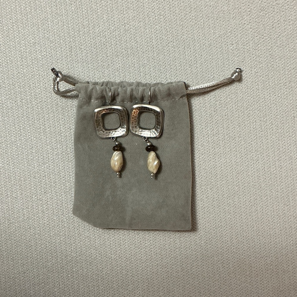 Silpada Silver and Cream Dangle Earrings